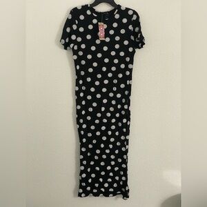 Boohoo Black Dress with White Polka Dots